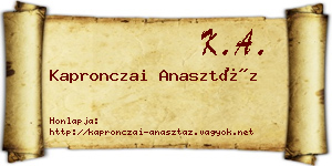 Kapronczai Anasztáz névjegykártya